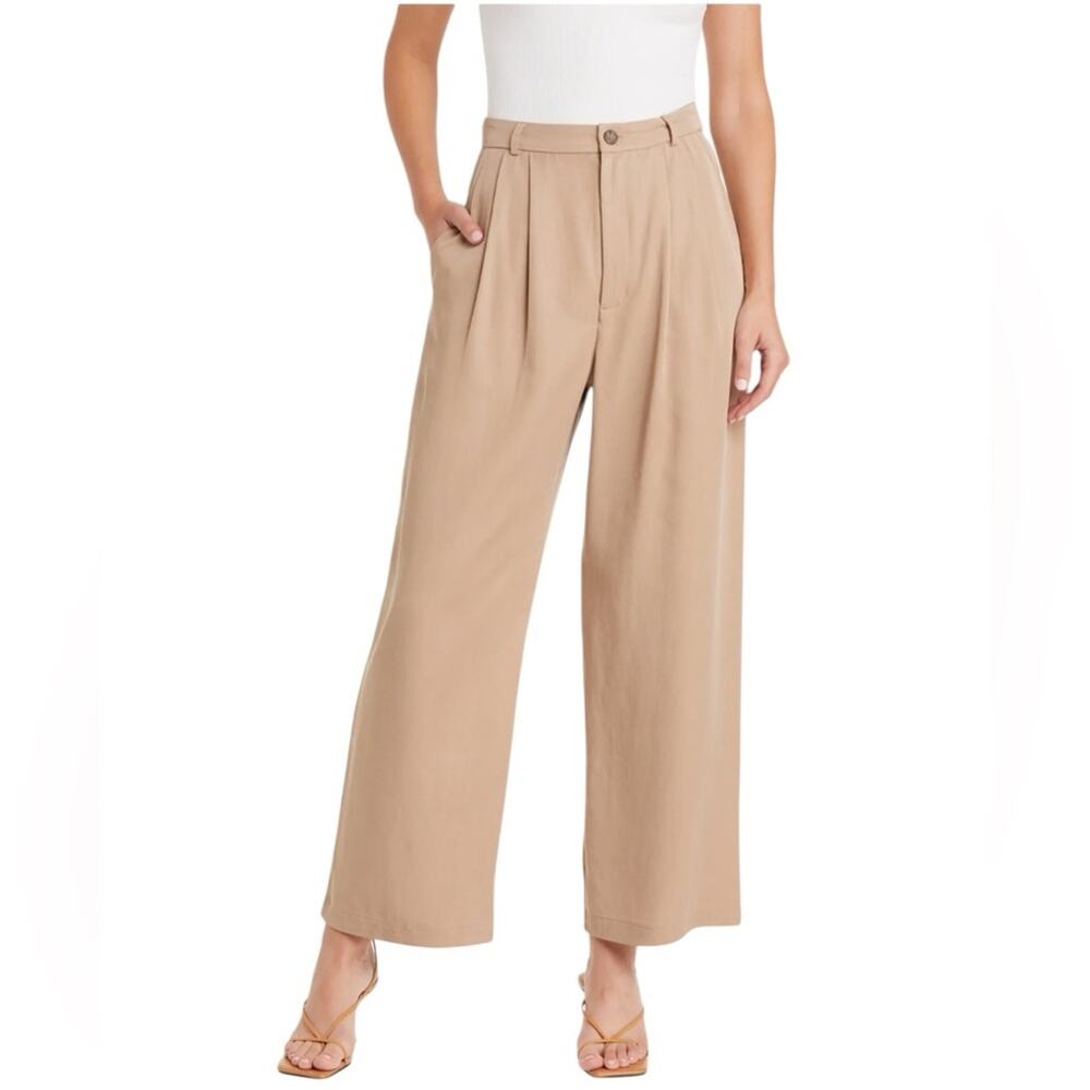 Reformation Mason Tan High-Waist Cropped Wide Legs Pants Women's 6